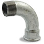 Courbe à grand rayon à 90° male femelle, galvanisée, en fonte malléable