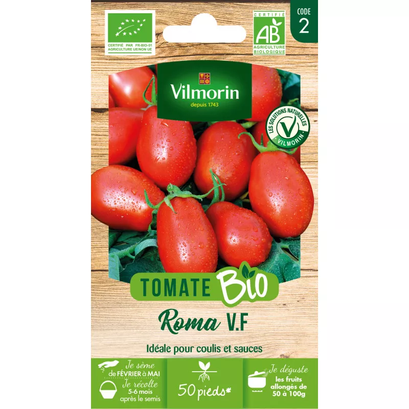 Sachet de graines Tomate Allongée Roma VF BIO