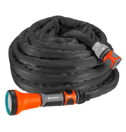 Kit tuyau d'arrosage textile Liano™ 15 m avec support mural