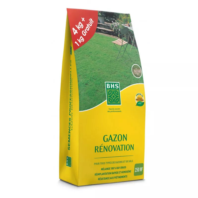 Gazon Rénovation marque BHS, sac de 5 kgs dont 1 gratuit
