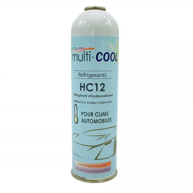 Canette réfrigérant MULTICOOL 12a , remplace le r12, r134a et 1234yf - 420 grs - filetage M12