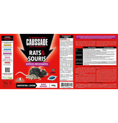 Raticide Rats & Souris - Pat'Appât Espèces résistantes , boite de 150grs ( 15x10grs)