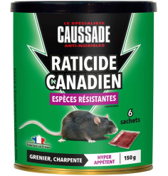 Raticide canadien - Espèces résistantes , boite de 150rgs ( 6 x 25grs)