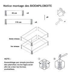 Carré potager en bois naturel 1200 x 400mm hauteur 390mm