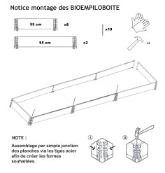 Natural wood vegetable garden square 2000 x 400mm