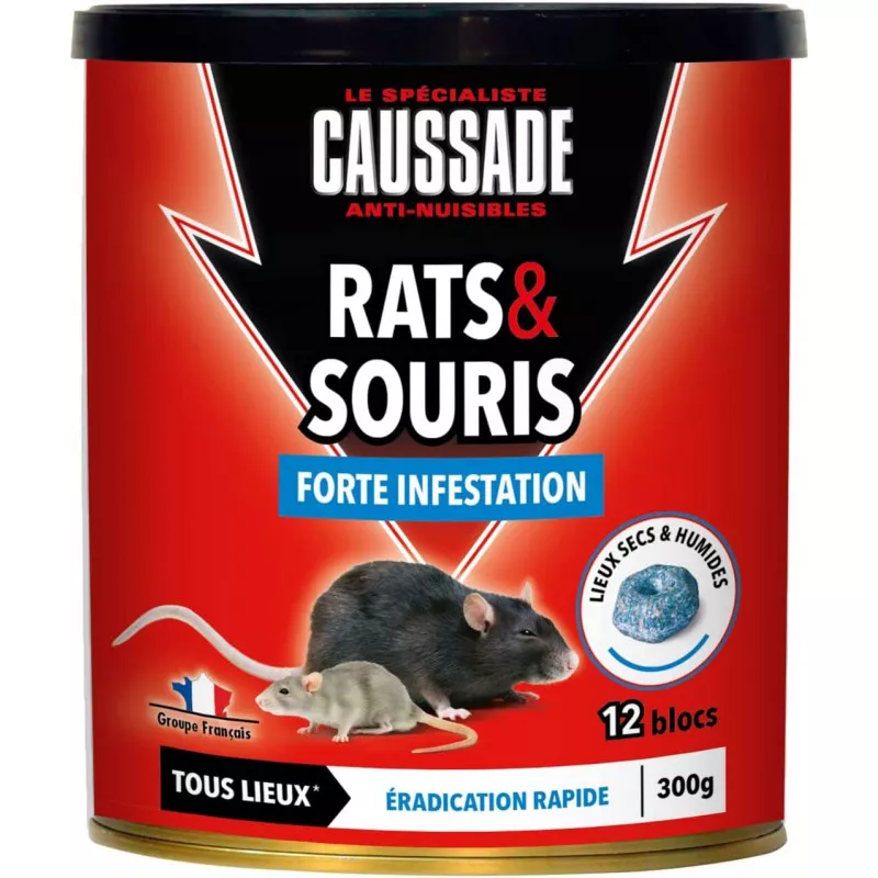 CAUSSADE CARSBLBF300 Rats & souris - blocs espèces résistantes Seau 300G  (15 X 20 G)