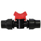 Mini valve with fittings on each side for low density 20mm tubing