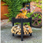 Erhöhtes Gartenbecken aus Stahl MONTANA HIGH von 60 bis 80 cm Durchmesser mit Scheiterhaufen