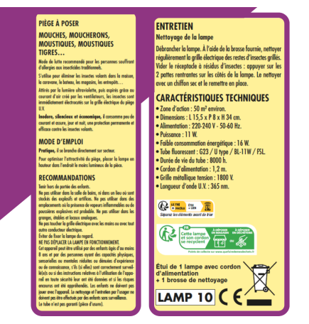 LAMPE UV ASPIRATEUR A INSECTES & MOUSTIQUES