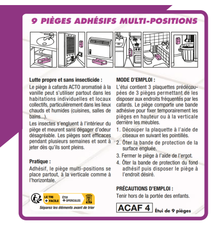 Piège à glu spécial cafards Acto contre blattes et cafards - Distriver 52