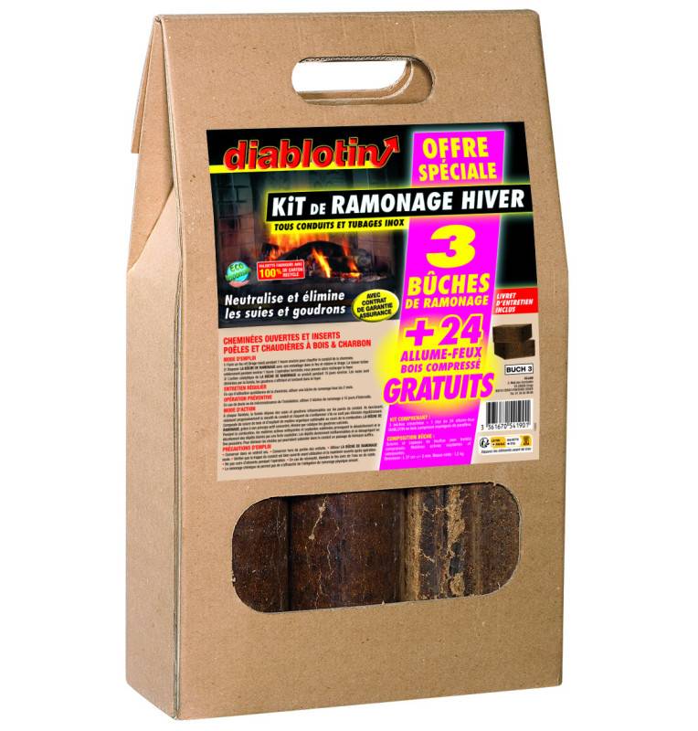 DIABLOTIN WINTER FIRES - Kit de deshollinador para un mantenimiento óptimo  de su chimenea.