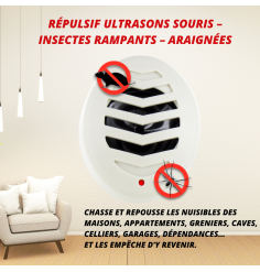 RÉPULSIF ULTRASONS A PILES SOURIS & ARAIGNÉES COMBLES - GRENIERS