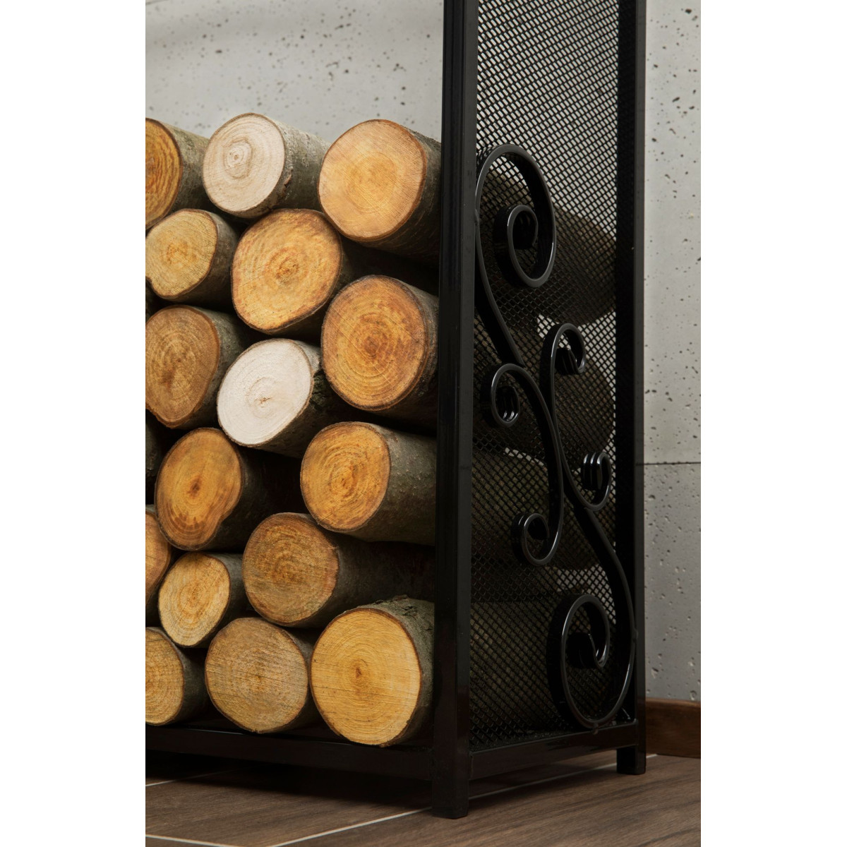 Leñero Outsunny 2 Niveles - 70 Kg Capacidad, Incluye Herramientas, Negro