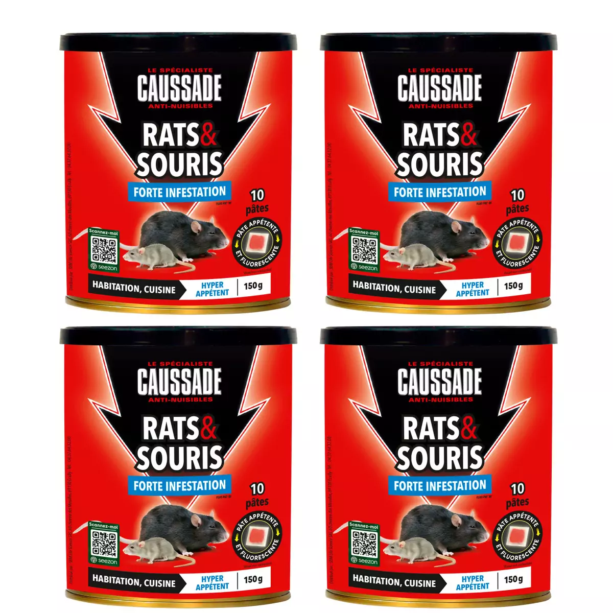 Souricide Caussade Souris forte infestation • pâte 10 sachets