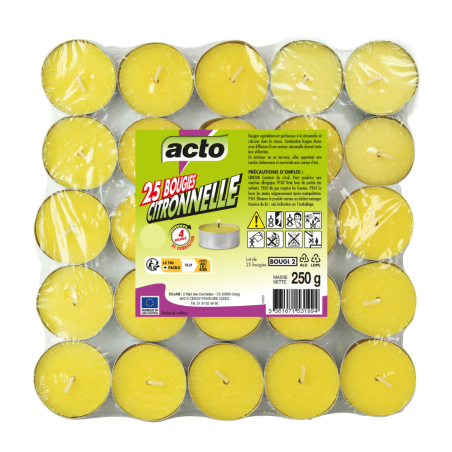 Set of 25 Compact Citronella Candles: 4-Hour Protection Against Mosquitoes