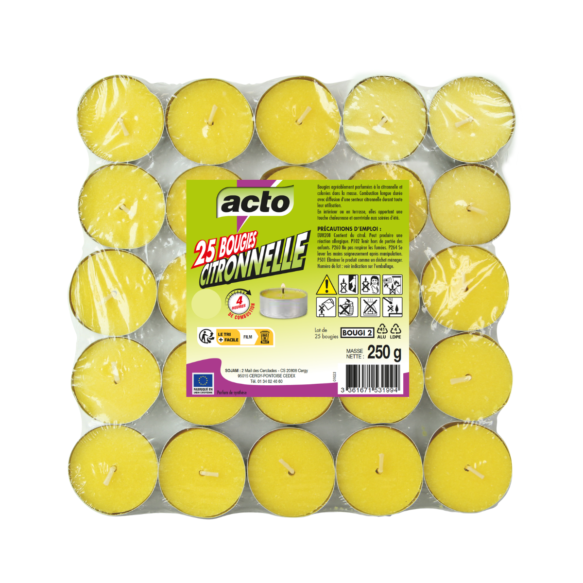 Set di 25 mini candele repellenti per zanzare 4 ore - ideali per feste all'aperto"