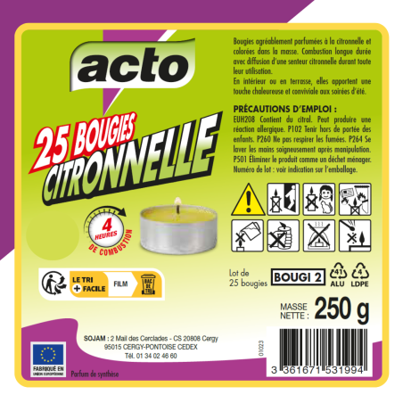 Set di 25 mini candele repellenti per zanzare 4 ore - ideali per feste all'aperto"