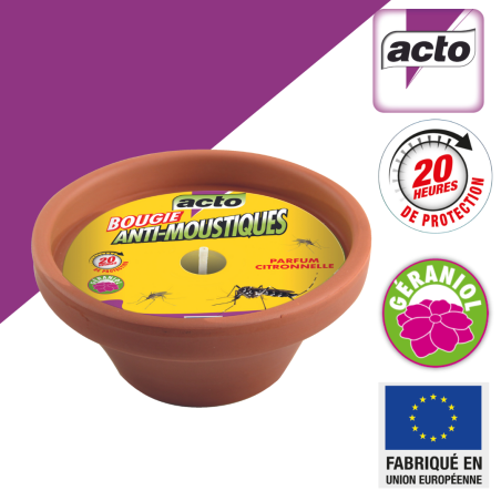 Candela Geraniolo e Citronella - Protezione dalle zanzare in terracotta