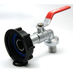 Chrome-plated brass tap fitting 1'' outlet 90 degrees