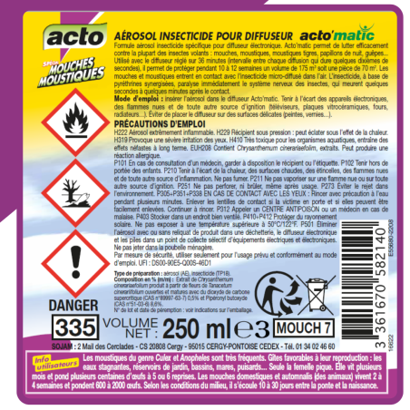 Acto Aérosol Recharge 250ml - Protection Anti-Insectes Efficace