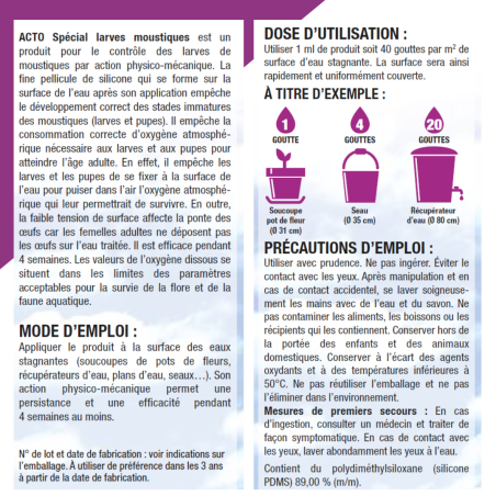 ACTO Spécial Larves Moustiques Écologique 50m² Protection
