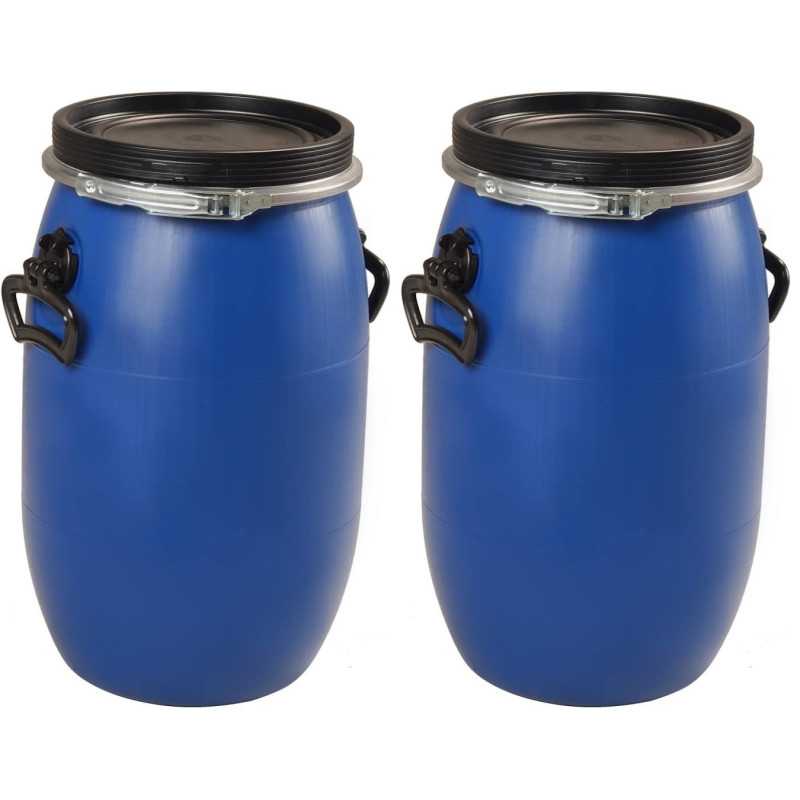 Pack of 2 30 L HDPE Open-Top Drums for Chemical and Food Products Pack of 2 30 L HDPE Open-Top Drums for Chemical and Food Products