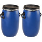 Lot de 2 fûts de 30L PEHD à ouverture totale pour produits chimiques et alimentaires Lot de 2 fûts de 30L PEHD à ouverture totale pour produits chimiques et alimentaires