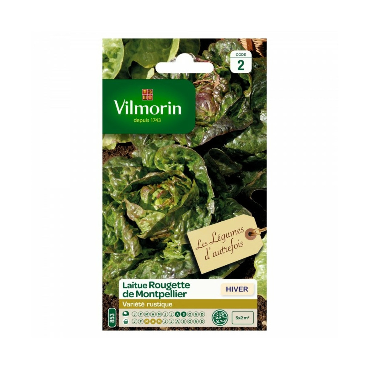 Vilmorin Lechuga de invierno Rougette Montpellier - Sobre semillas