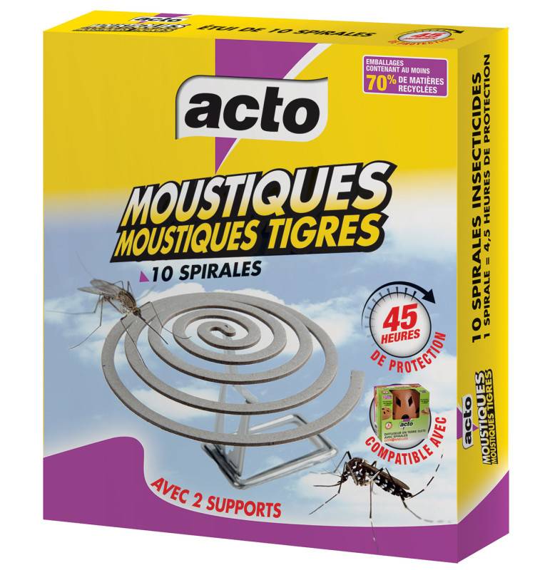 Pack de spirales anti-moustiques tigre Multitanks avec 10 spirales et 2 supports inclus. Pack de spirales anti-moustiques tigre Multitanks avec 10 spirales et 2 supports inclus.