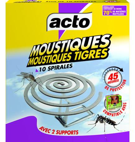 Spirale anti-moustique allumée dégageant une légère fumée répulsive sur une soucoupe.