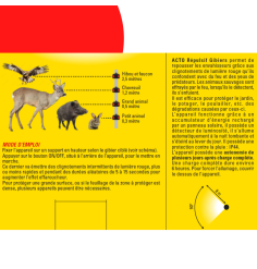 Panneau solaire intégré sur le dessus du répulsif anti-gibier.