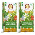 Set of 2 Potting Soils Or Brun 20L - Substrate for Green & Flowering Plants