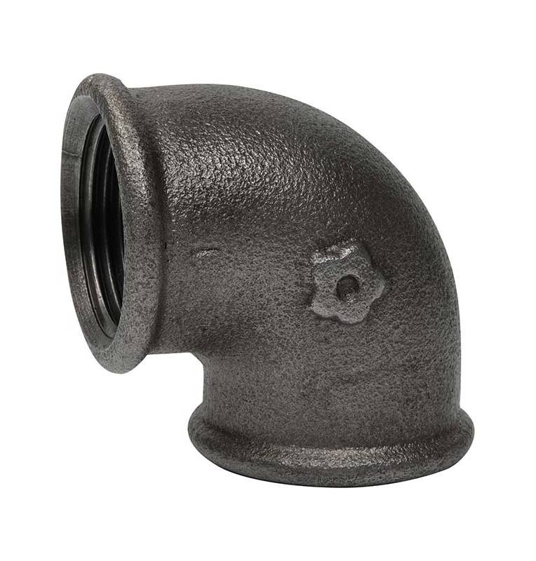 raccord coude 90° femelle femelle fonte malléable noire