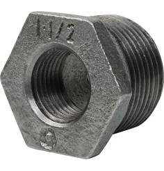 Réduction simple mâle femelle fonte malléable galvanisée aspect argenté