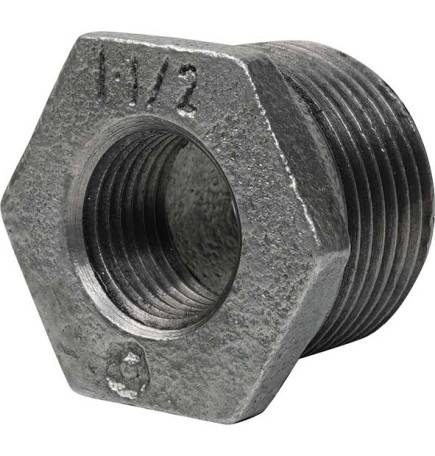 Réduction simple mâle femelle fonte malléable galvanisée aspect argenté