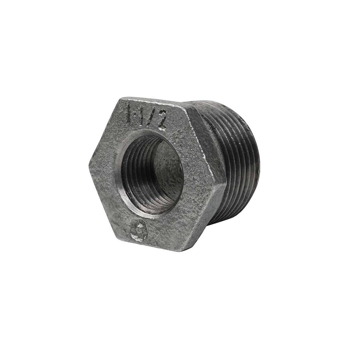 Réduction simple mâle femelle fonte malléable galvanisée aspect argenté