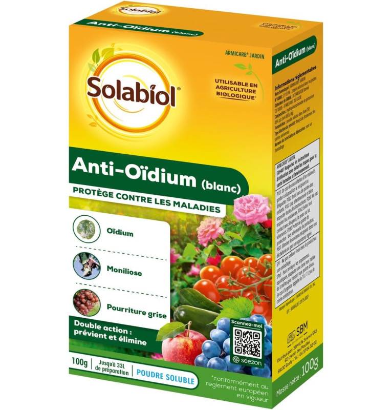 Solabiol Anti-Oïdium Blanc 100g bicarbonate potassium BIO Solabiol Anti-Oïdium Blanc 100g bicarbonate potassium BIO