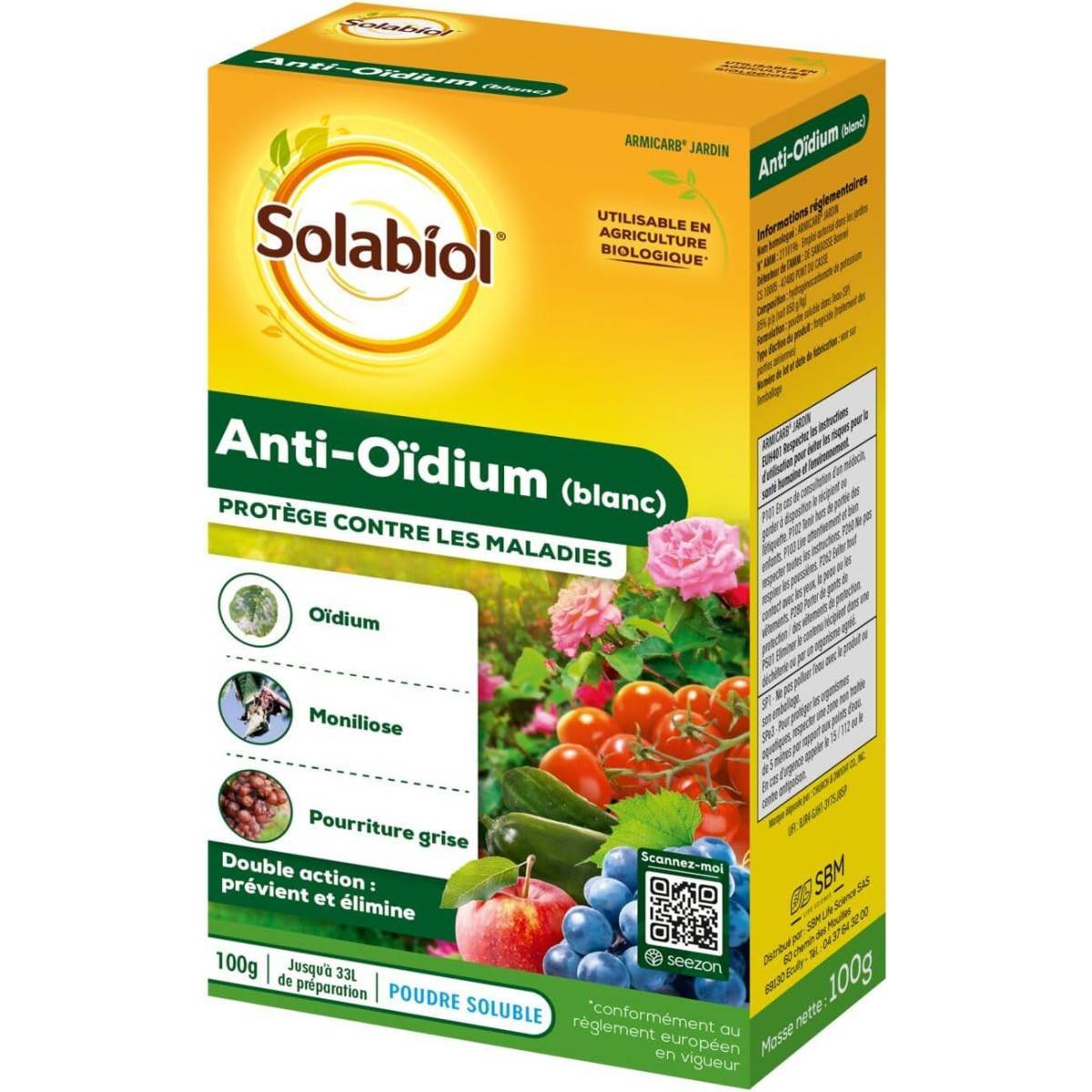 Solabiol Anti-Oïdium Blanc 100g bicarbonate potassium BIO