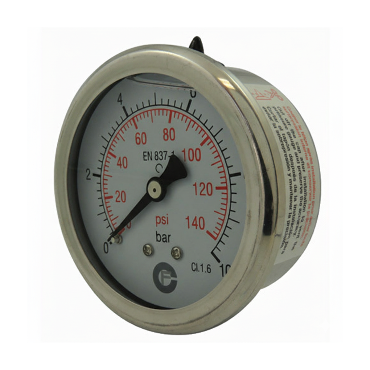 Manometres de pression axial à bain de silicone