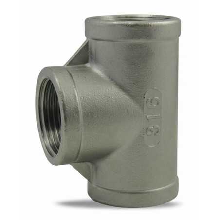 Igual T Acero inoxidable 316 Hembra/Hembra/Hembra PN20 - Conexión BSPT