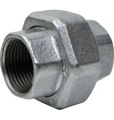 Female-Female Conical Reach Union Fitting in Galvanized Malleable Cast Iron