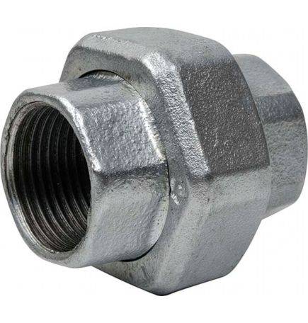 Female-Female Conical Reach Union Fitting in Galvanized Malleable Cast Iron