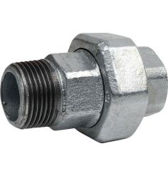 Male-Female Conical Reach Union Fitting in Galvanized Malleable Cast Iron