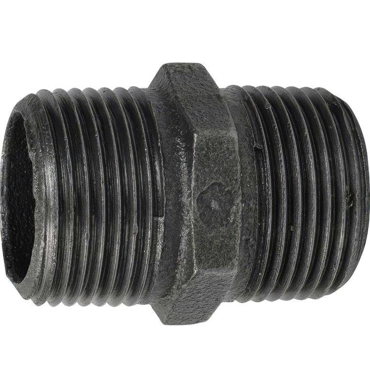 Malleable Cast Iron Male-Male Nipple with Black Heart