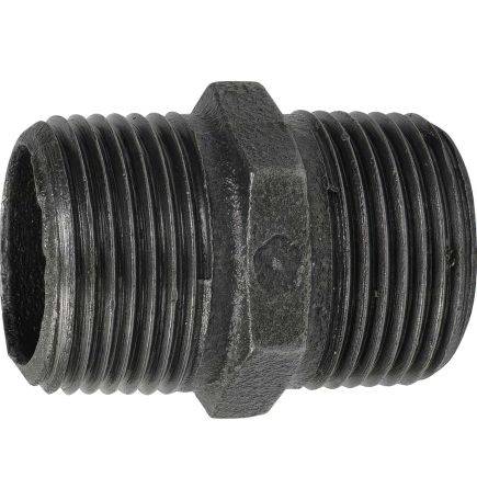 Capezzolo maschio-maschio in ghisa malleabile con cuore nero