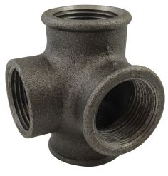 4-Way Tee Valve | Black malleable cast iron F/F/F/F EN 10242