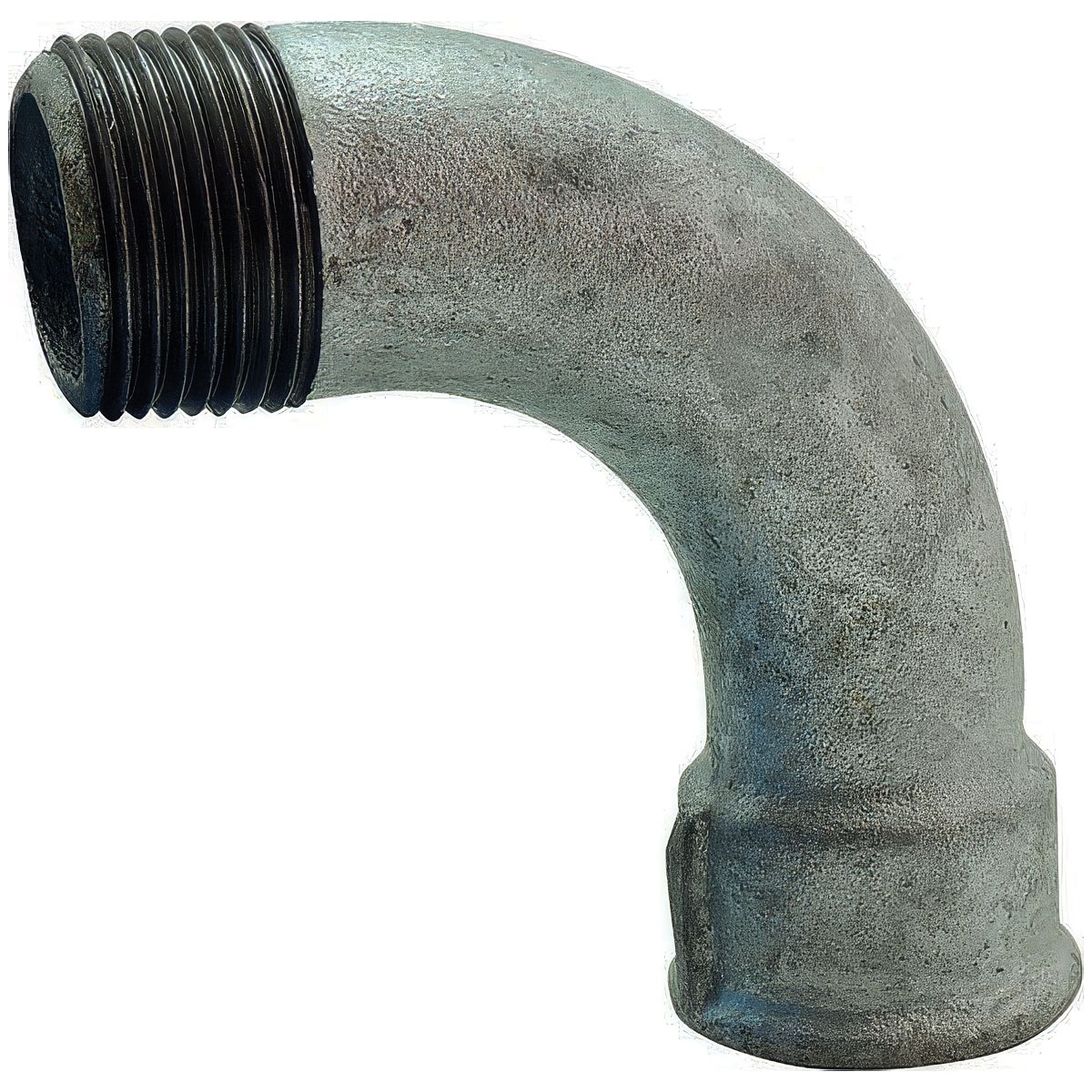 Gomito a 90° con martello zincato ad ampio raggio in ghisa maschio femmina| Connessione EN 10242