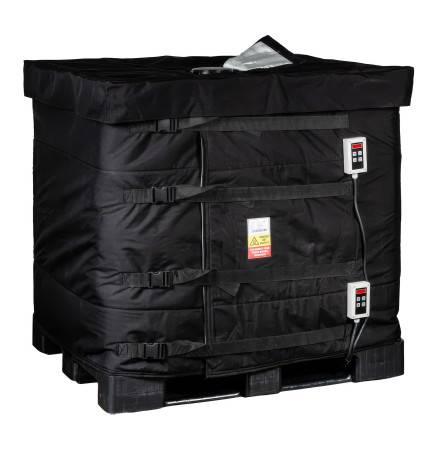 Couverture chauffante IBC 2 zones 2000W avec couvercle isolant pour chauffage performant et rapide de conteneur 1000 litres.