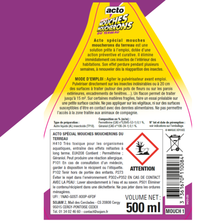 Spruzzatore Acto 500ml: Smettere di mettere in vaso il terriccio, moscerini e mosche