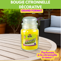 Bougie Parfumée Citronnelle en Bocal Verre Longue Durée
